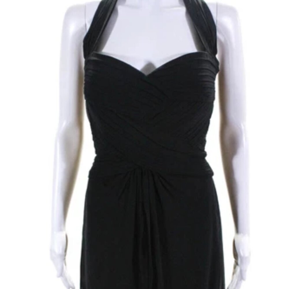 Tadashi 100% Silk Chiffon Halter Sleeveless Mini Dress Black Size 4